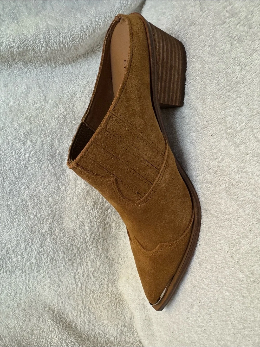 Chinese Laundry Marishka Western Suede Mules Tan 8 NIB New In Box Metal Toe Boho